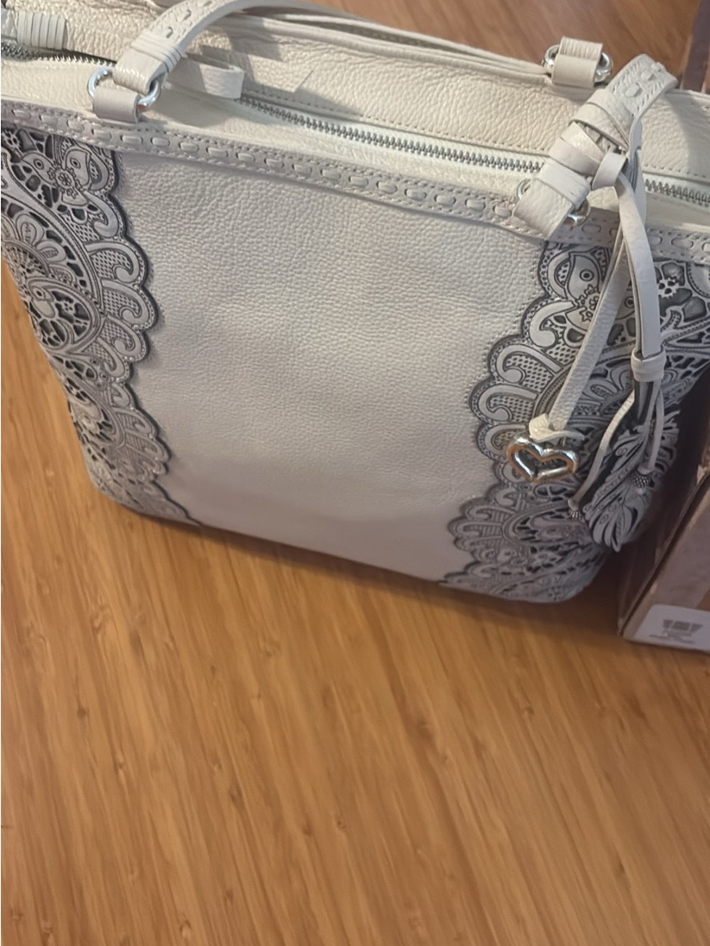 Brighton Ivory Tote with Scalloped Lace Print